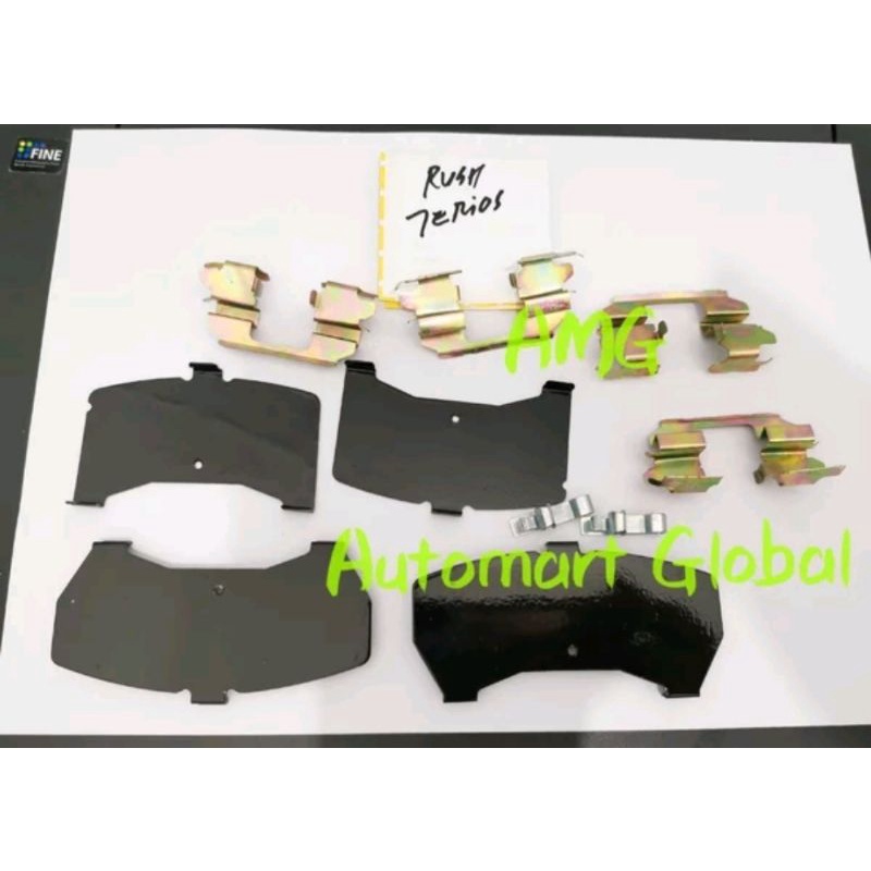 klip kancingan plat kampas rem brake pad depan rush Terios set