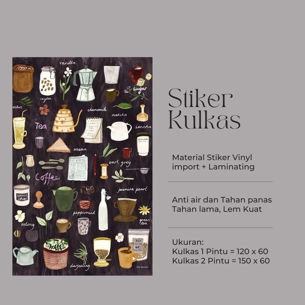 Stiker Kulkas 1 Pintu dan 2 Pintu Motif Kitchen Kode KN-6 - FX