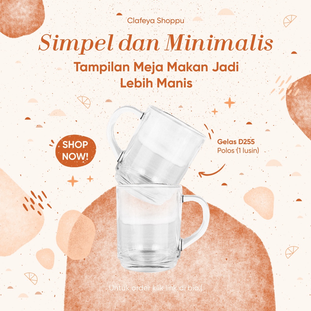 Gelas D255 polos 1 lusin / Gelas dengan Gagang