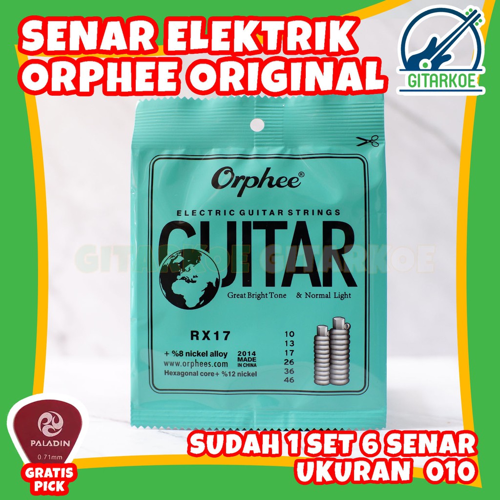 Senar Gitar Elektrik Listrik Orphee 0.010 Normal Light RX17