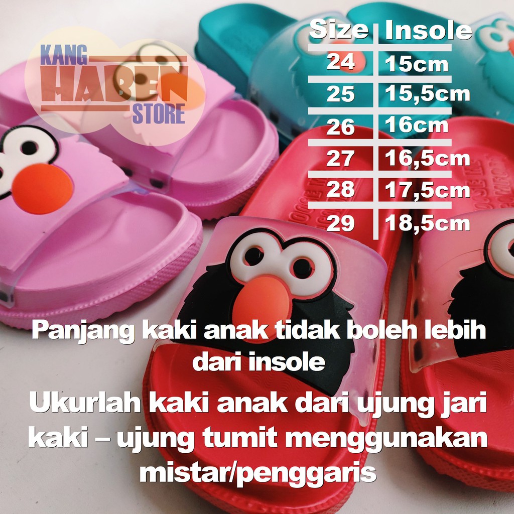 307D Sandal Slop on Anak Anak Perempuan Laki Laki Karakter ELMO Lucu Bahan Karet Dulux