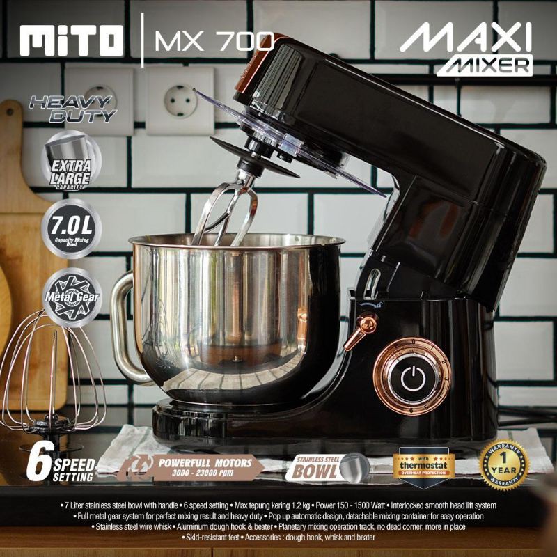 MITO Standing Mixer MX700 Kapasitas 7 Liter Mito Stand Mixer MX 700 7L