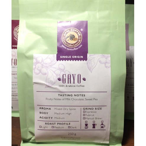 

Kopi GAYO Arabica Roasted Beans 250g OPAL COFFEE