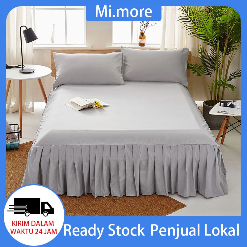 Rok Tempat Tidur Elastis Warna Polos/Lis Kasur Rumbai Elastis/Penutup Rumah