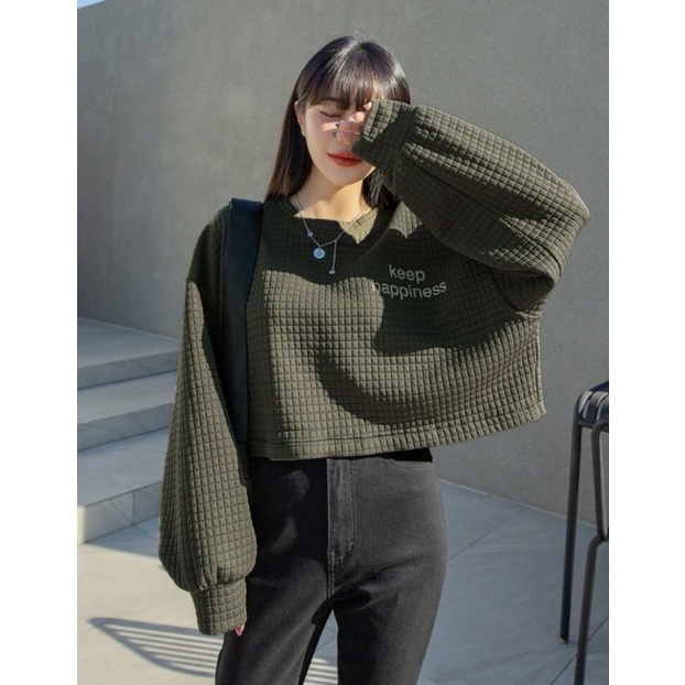 SWEATER CROP - KOREAN SWEATER- SALVIA SWEATER