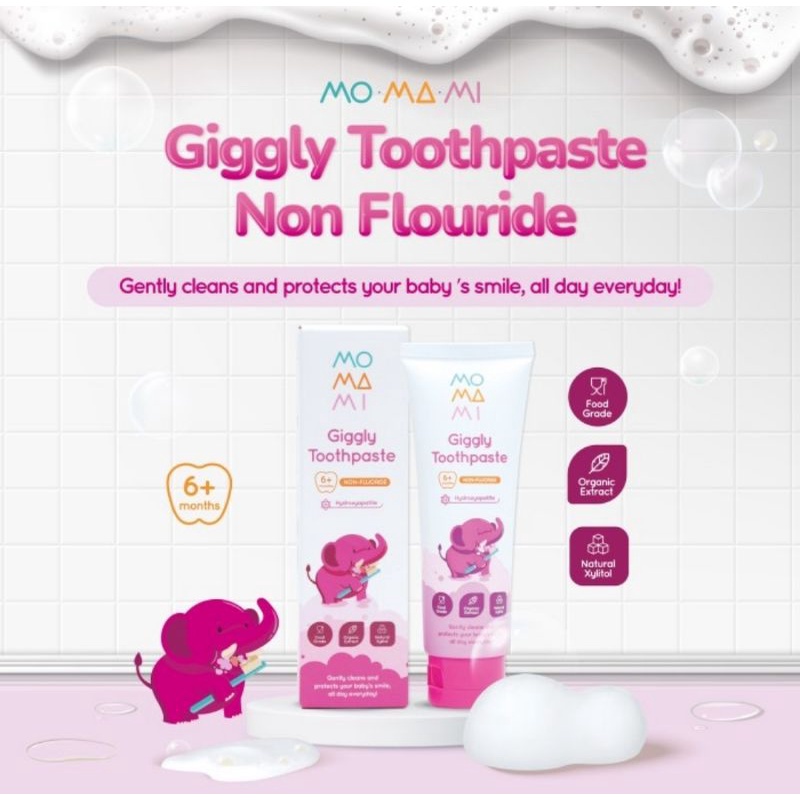 Momami Gigly Toothpaste Non Fluoride 50 Gr - Pasta Gigi Bayi &amp; Anak