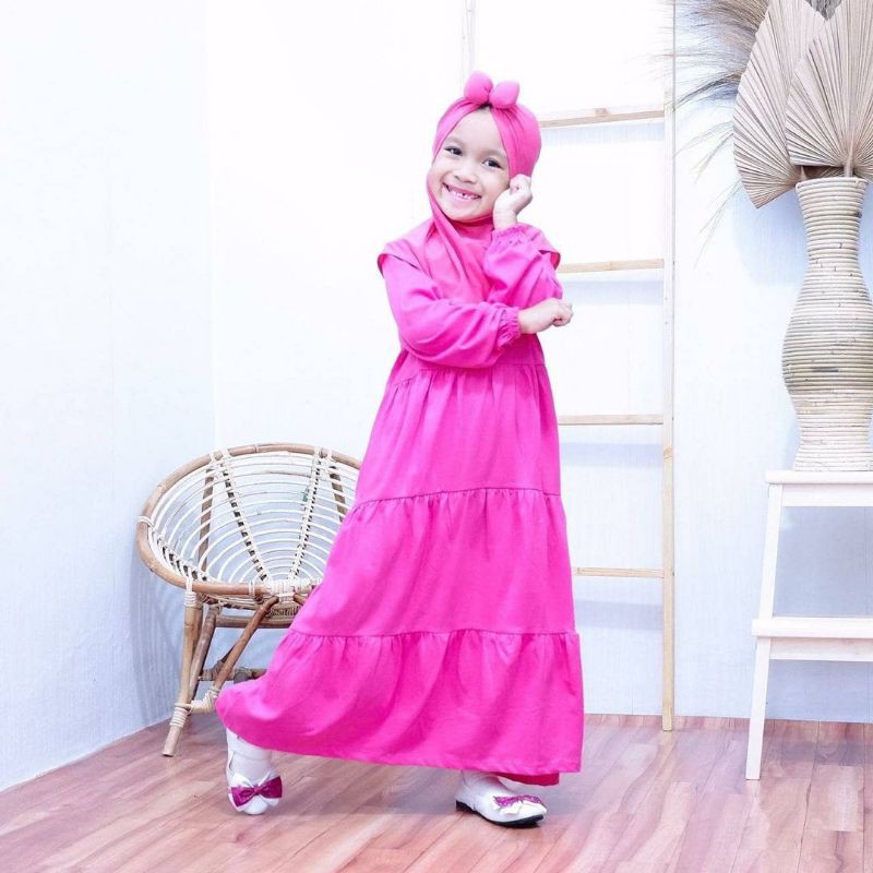 GAMIS HULA POP BAHAN KAOS SINGLE SIZE 2-10TH / GAMIS ANAK SMILEE