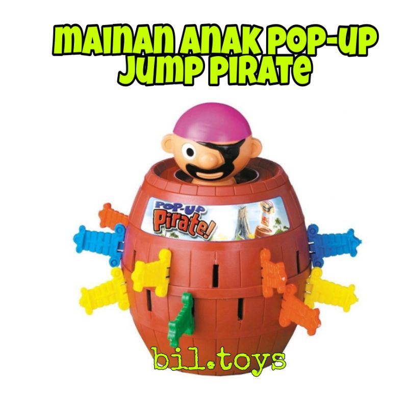 Mainan Anak Jumping Pirates Barrel Crazy Pirate Roulette Game Running Man mainan tong bajak laut