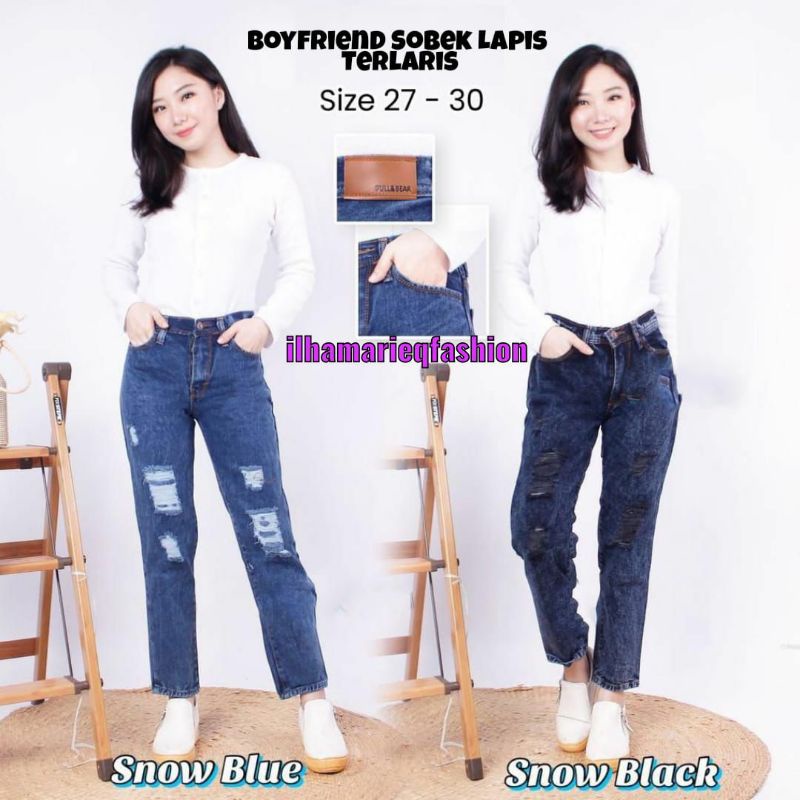 Boyfriend jeans-Boyfriend sobek-Boyfriend jumbo-Model Lapis-jeans sobek wanita - kulot jens sobek