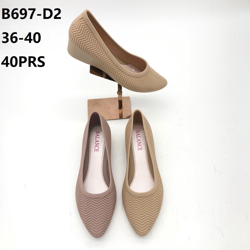 Sepatu Wanita Balance 697 D3 Original Motif Salur Jelly Shoes Wedges Tinggi 4cm Empuk Lentur Elegant