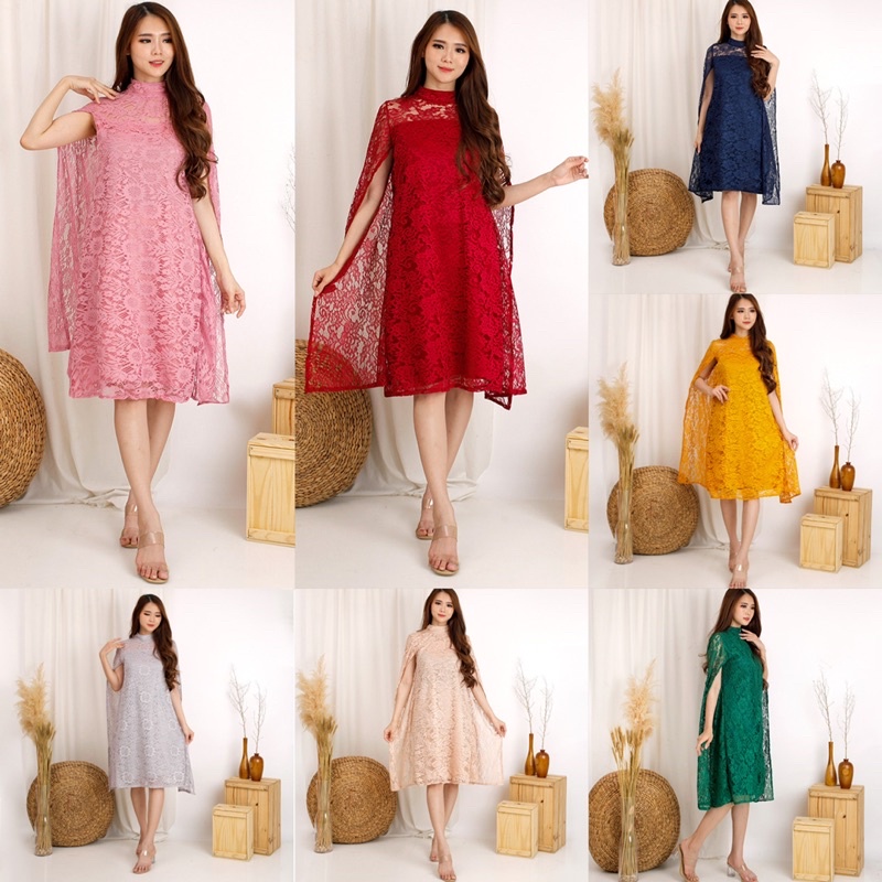 Dress Martha Brukat Cord Tulang Corneli Tebal Dres Batwing Brokat Premium