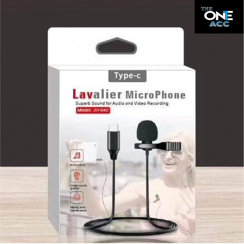 MIC CLIP ON LAVALIER TYPE C / LIGHTNING / 3,5MM JACK MICROPHONE FOR AUDIO AND VIDEO RECORDING - ACC PLUS