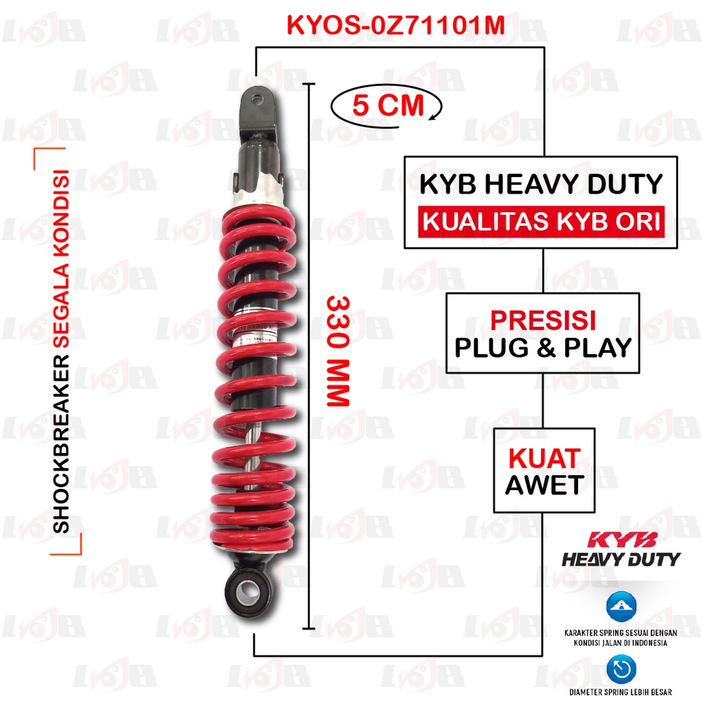 Shockbreaker KYB KYOS Heavy Duty 330mm Vario 125 Beat FI Shock Belakang  Suspensi Motor Matic