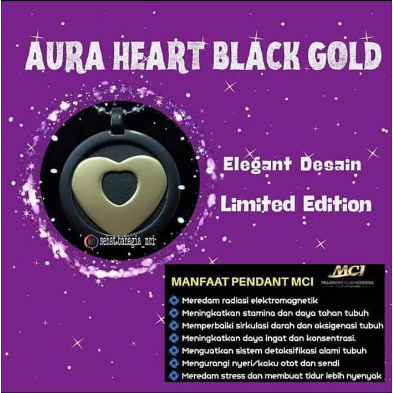 Kalung Aura Heart Black Gold | Kalung kesehatan MCI | kalung anti radiasi dijamin 100%