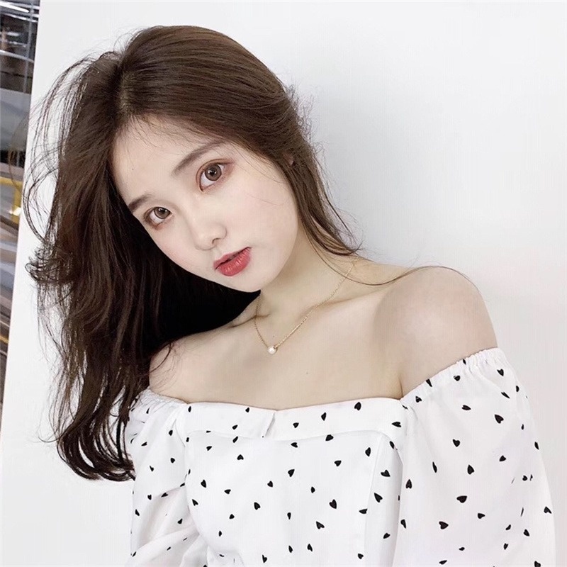 Kalung Rantai Klavikula Hias Liontin Mutiara Warna Permen Untuk Wanita