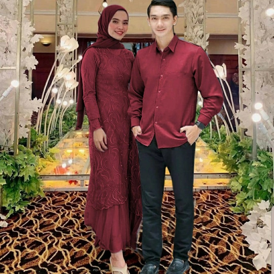 GAMIS COUPLE BAJU MUSLIM SUAMI ISTRI PASANGAN KEKINIAN BATIK KAPEL KONDANGAN PESTA GERALDINE
