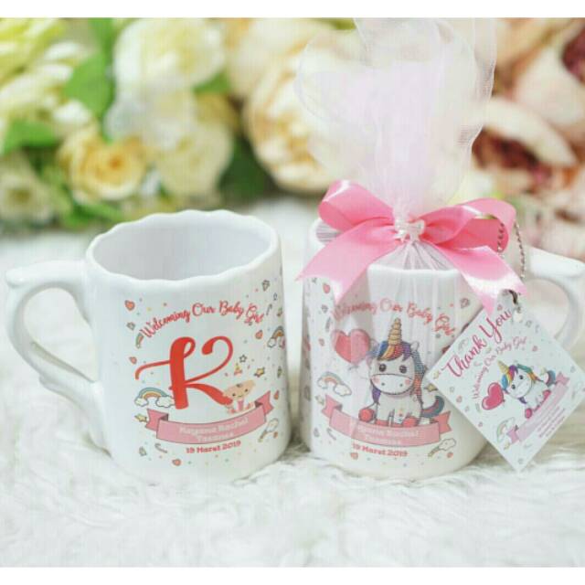 

Hampers/souvenir baby 1 month, B'day Muq standar ulir + tille pita card