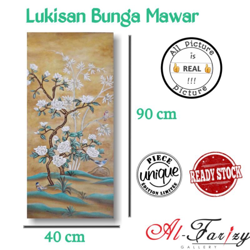 Lukisan Bunga Mawar Unik Minimalis Kanvas Ukuran 60x80 cm Lengkap degan frem