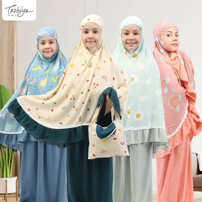 Mukena Anak Tazbiya Kids Series Size 6-9 Tahun Adem Motif Cantik