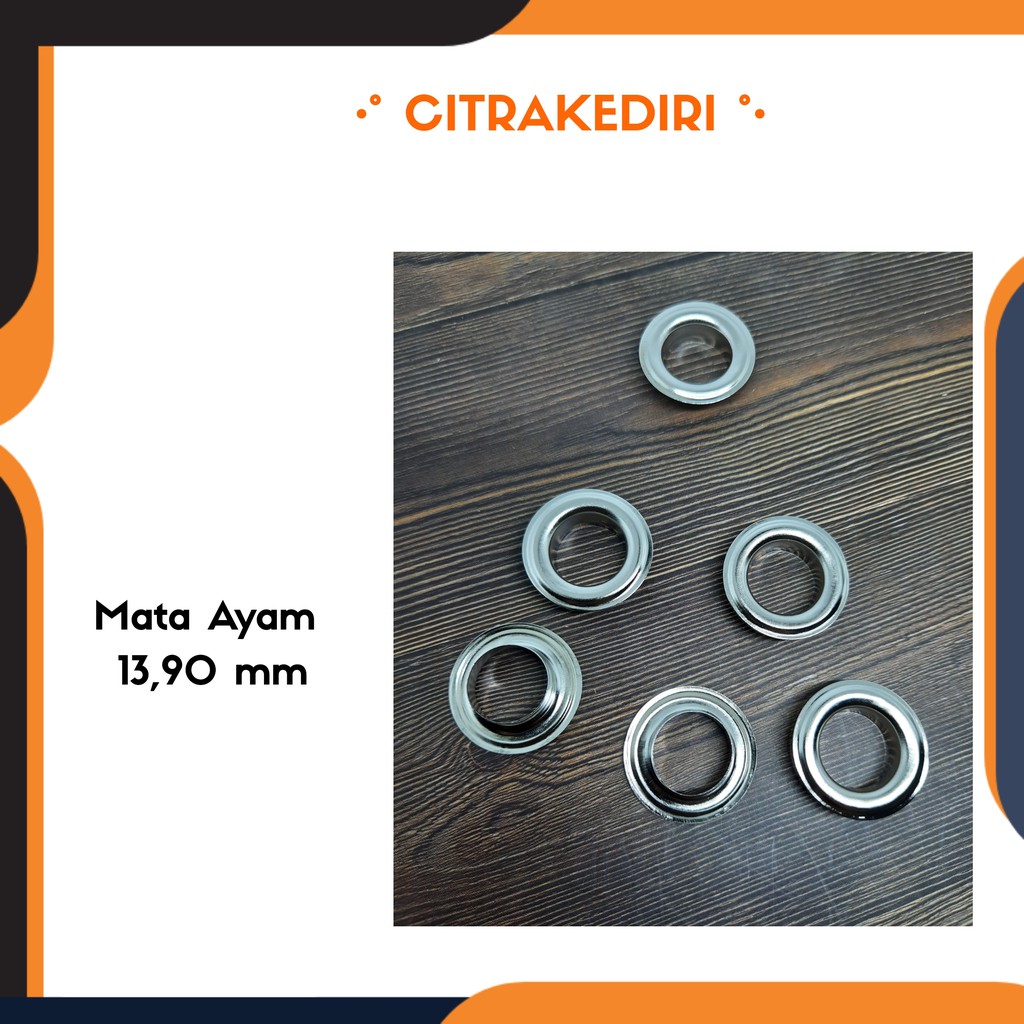 Mata ayam/ Mata sapi Nikel eyelet korden gorden kerajinan tangan 13.90 mm( 20 biji)