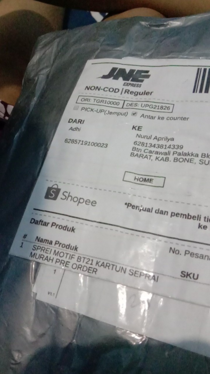 Sprei Homemade Perlengkapan Kamar Tidur Sarung Bantal Murah Karakter Motif Custom Bts Bt21 Biru Cod