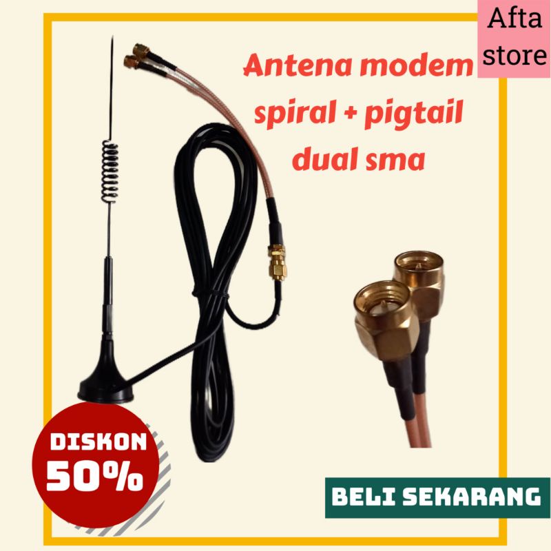 Antena penguat signal modem wifi spiral dual sma orbit pro orbit star 3 cpe star tplink mr6400