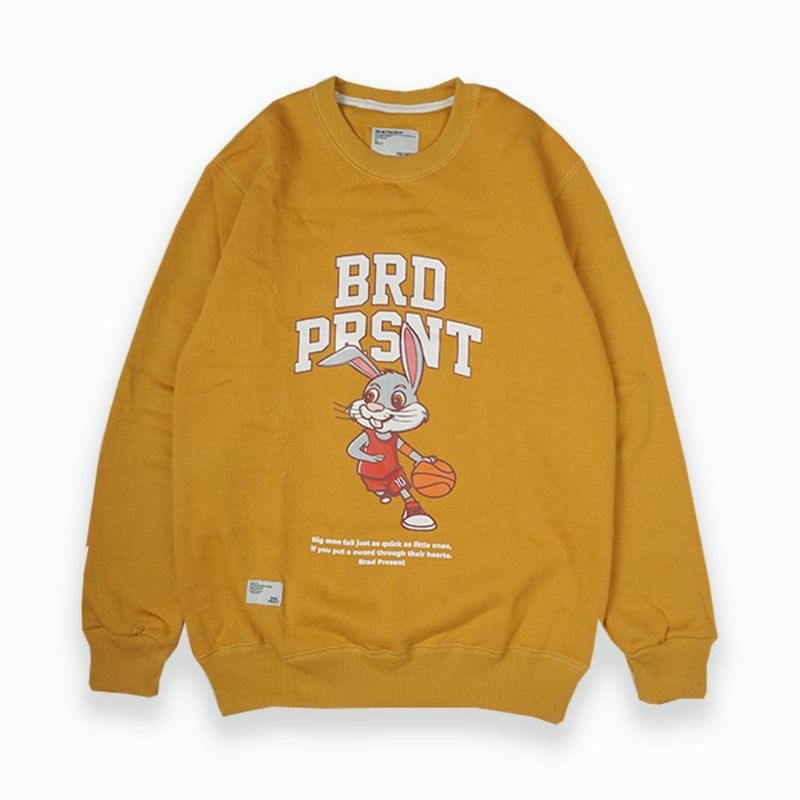 BRAD PRESENT ORIGINAL Sweater crewneck Sweatshirt cowok kuning motif basket rabbit seri  BRD2201