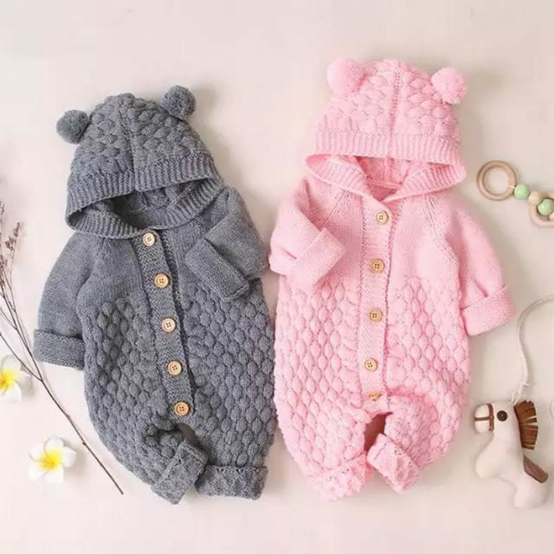 Jumper Bayi RAJUT JAKET RAJUT BAYI Jumper 0-12 Bulan Popcorn Rajut Halus Lembut/jumpsuit bayi Lembut