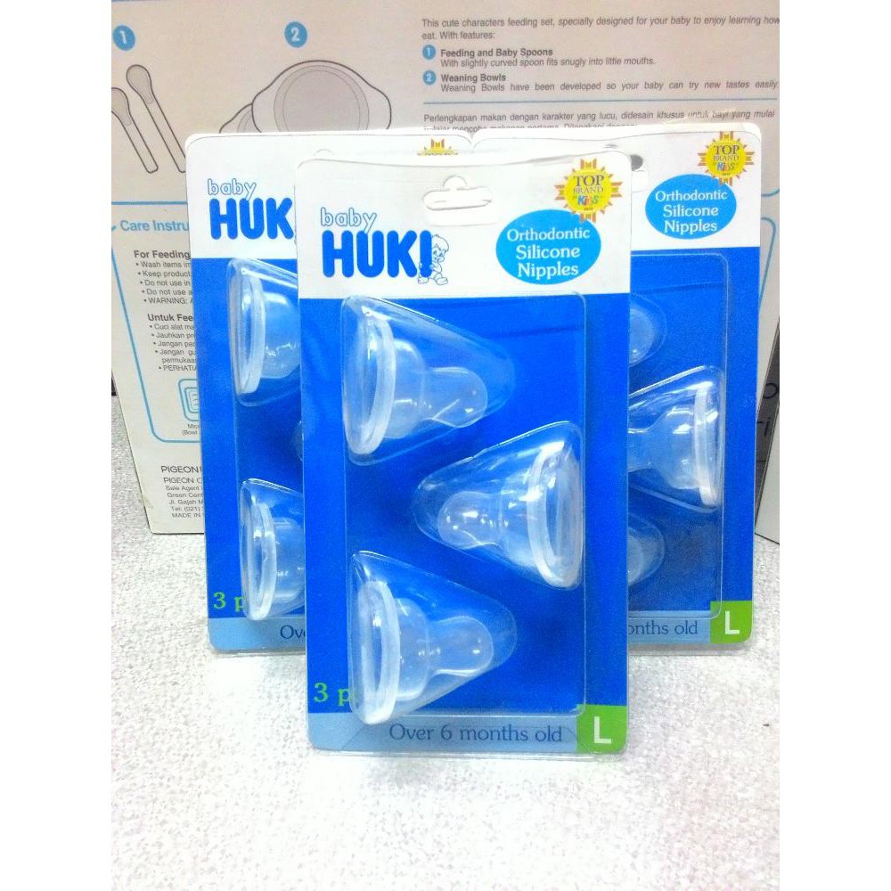 HUKI Orthodontic Dot Gepeng isi 3pcs HALAL ORIGINAL / Dot Bayi Dot Silikon Huki Sillicone Nipple