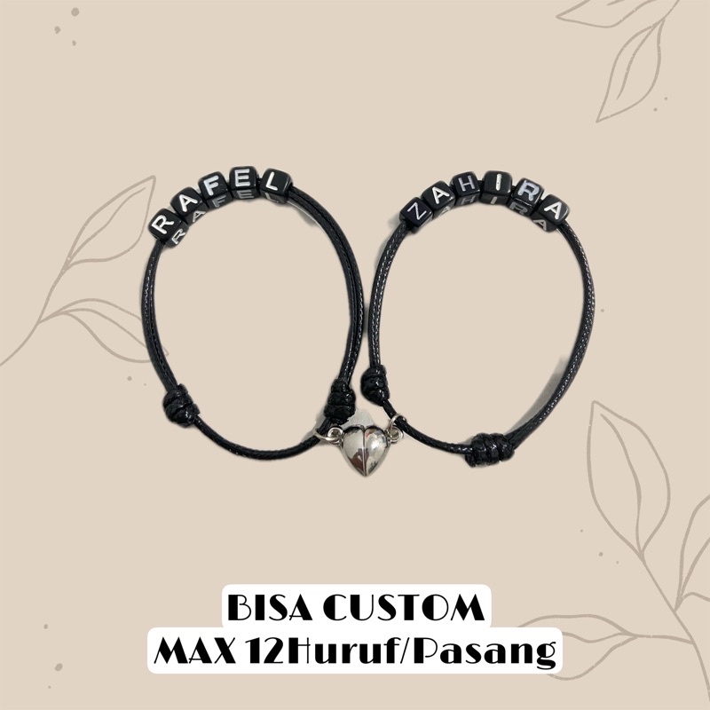 ASB - Gelang Couple Cube Nama + Magnet Love [MAX 12 Huruf]