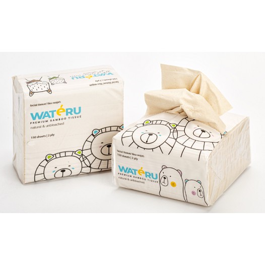 WATERU PREMIUM BAMBOO FACIAL WIPES TABLE PACKAGE 2PLY 150S