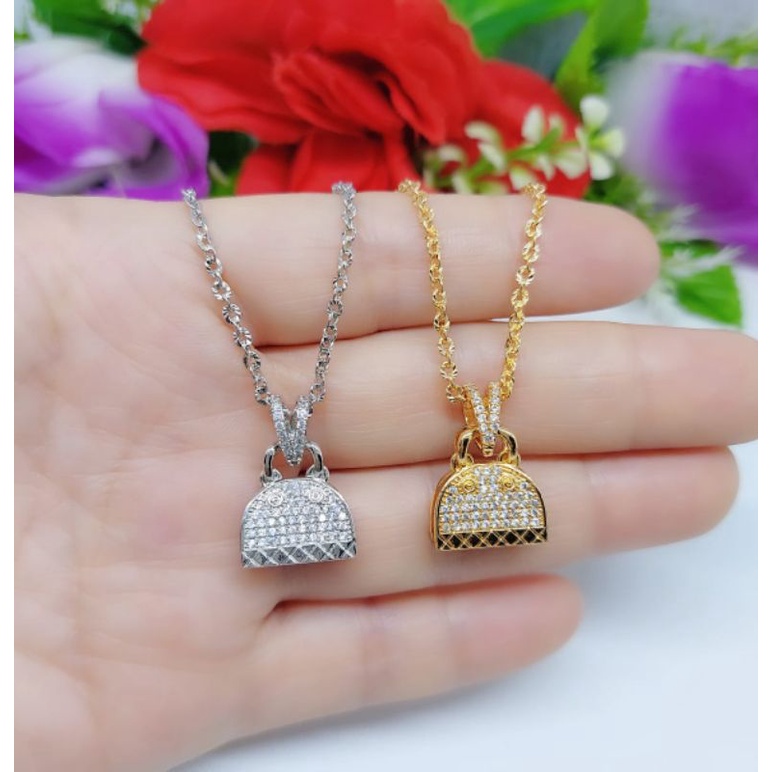 Set Kalung+Liontin Tas Xuping Permata Lapis emas 18k A.B 5511