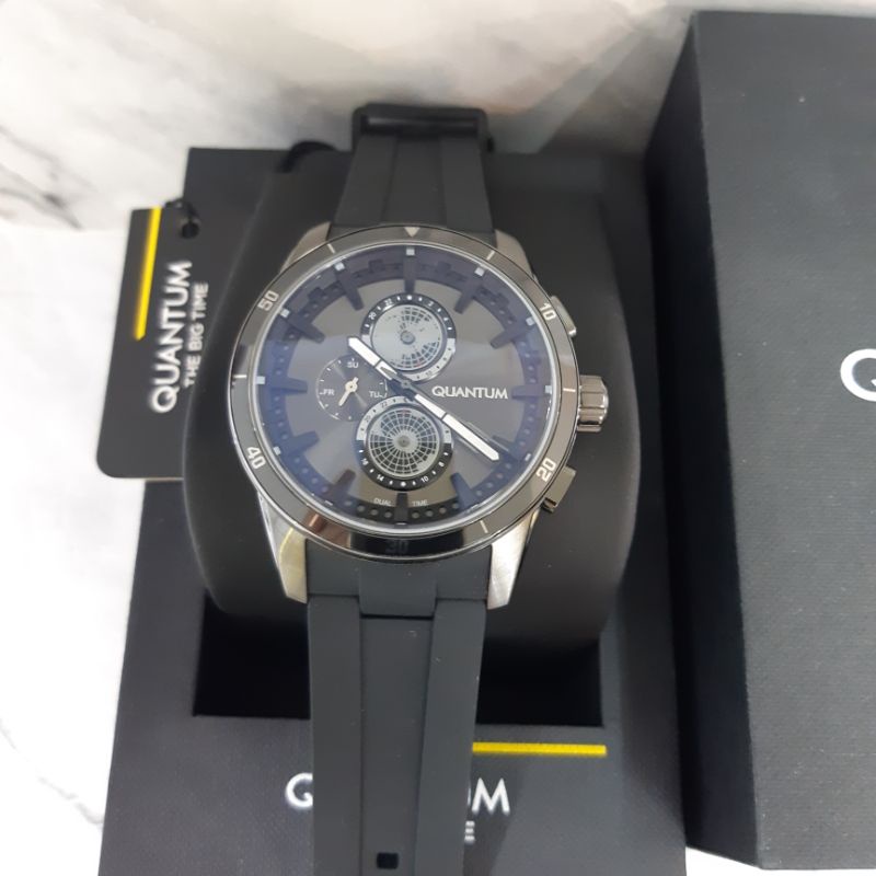 jam tangan pria original QUANTUM ADG991.051 ALL BLACK RUBBER