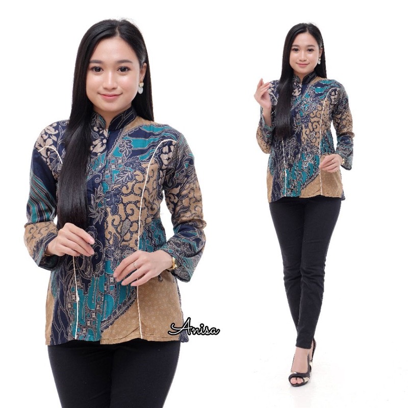 Riskymabatik || Batik Couple Batik Couple Modern Baju Batik Couple Batik Tunik Couple-B.Bist cap toska