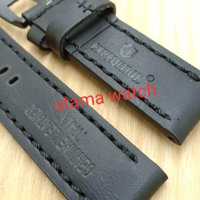 STRAP TALI JAM TANGAN EXPEDITION KULIT HITAM COKLAT 24 MM