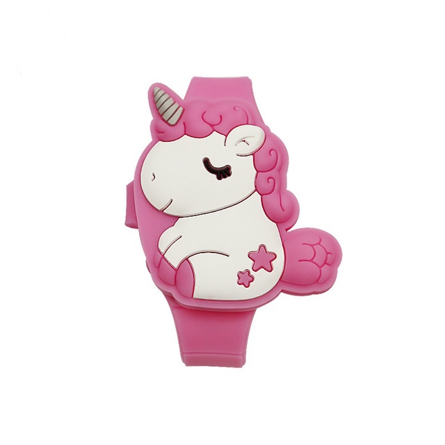 Jam Tangan Anak Desain Unicorn Dengan Lampu LED Bahan Silikon