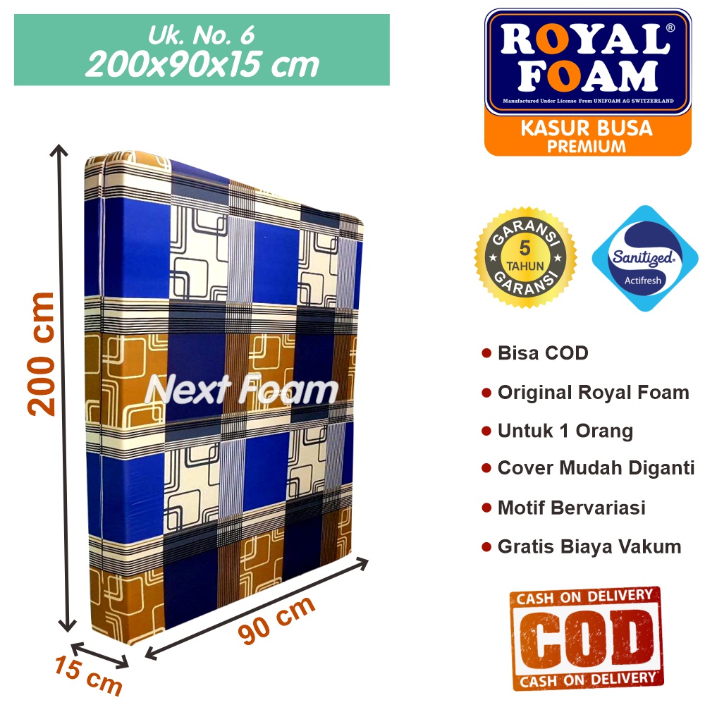 Kasur Busa Royal Foam Ukuran No 6 200x90x15 cm Tebal 15 cm D16 ORIGINAL Garansi 10 Tahun