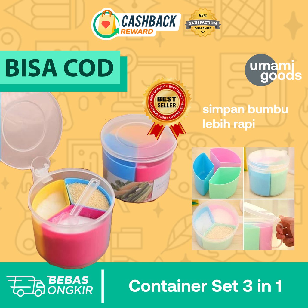 TOPLES BUMBU DAPUR PLASTIK KOTAK BUMBU TOPLES BUMBU DAPUR SET 3in1 TEMPAT BUMBU DAPUR SET