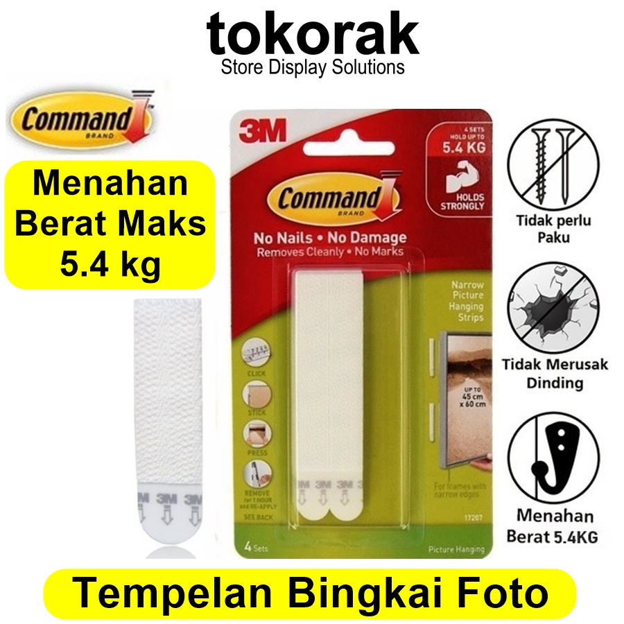 3M COMMAND PEREKAT FOTO 17207 - NARROW PICTURE HANGING STRIPS