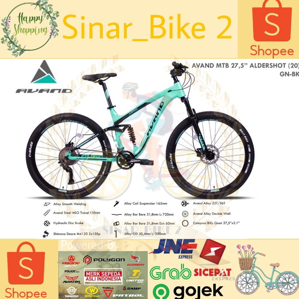 Sepeda Gunung 27,5Inch Mtb Avand Aldershot Full Suspensi By United