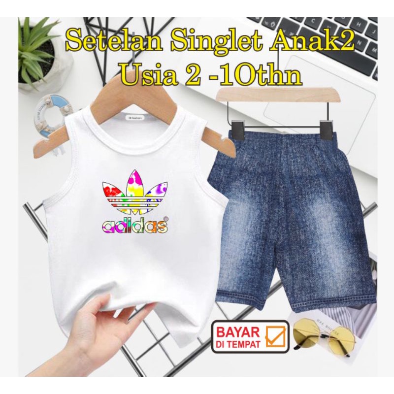 ((IB))SETELAN SINGLET ANAK2 SEMI JEANS/4D1D4S DIGITAL SABLON