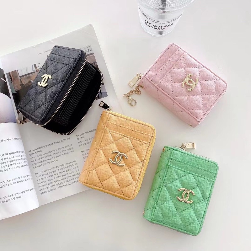 Chan*l Ysl Card Wallet with RANTAI card holder [PINK / GREEN / BLACK / YELLOW] SLING CARD BAG