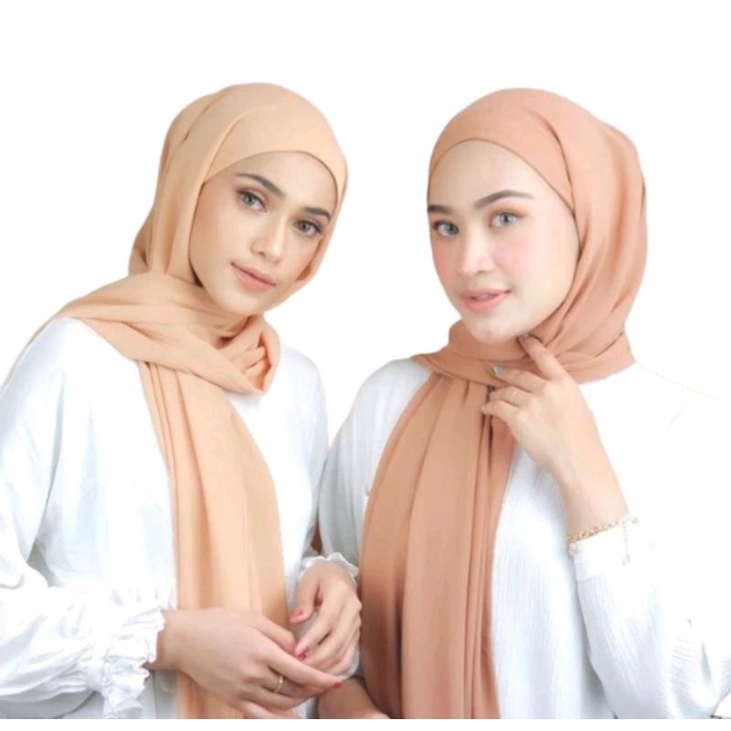 Pashmina Inner/Ciput 2in1 Ceruty Babydoll Pashmina Instan Hijab Kekinian