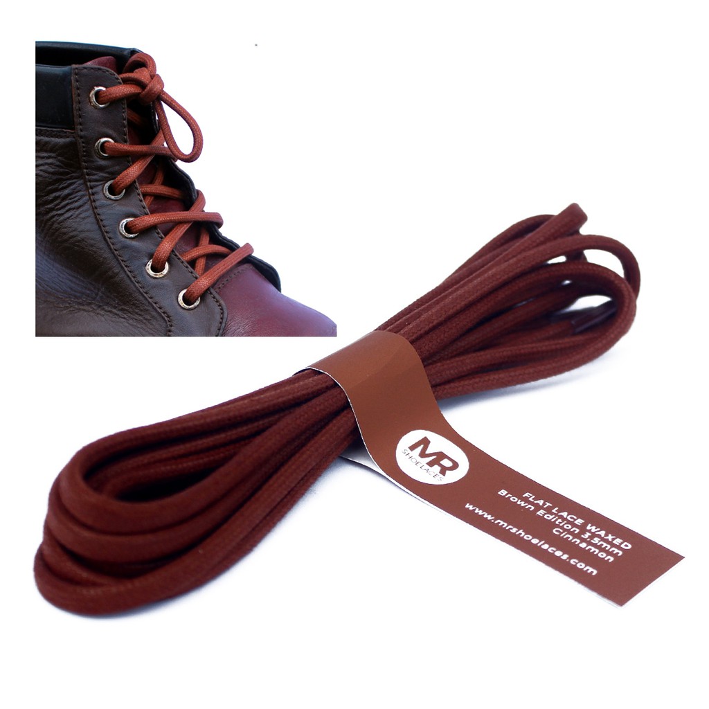 MR Shoelaces BE03 Cinnamon Tali Sepatu Lilin Oval 3.5mm (Waxed Laces) 70cm 80cm 100cm 120cm - Coklat