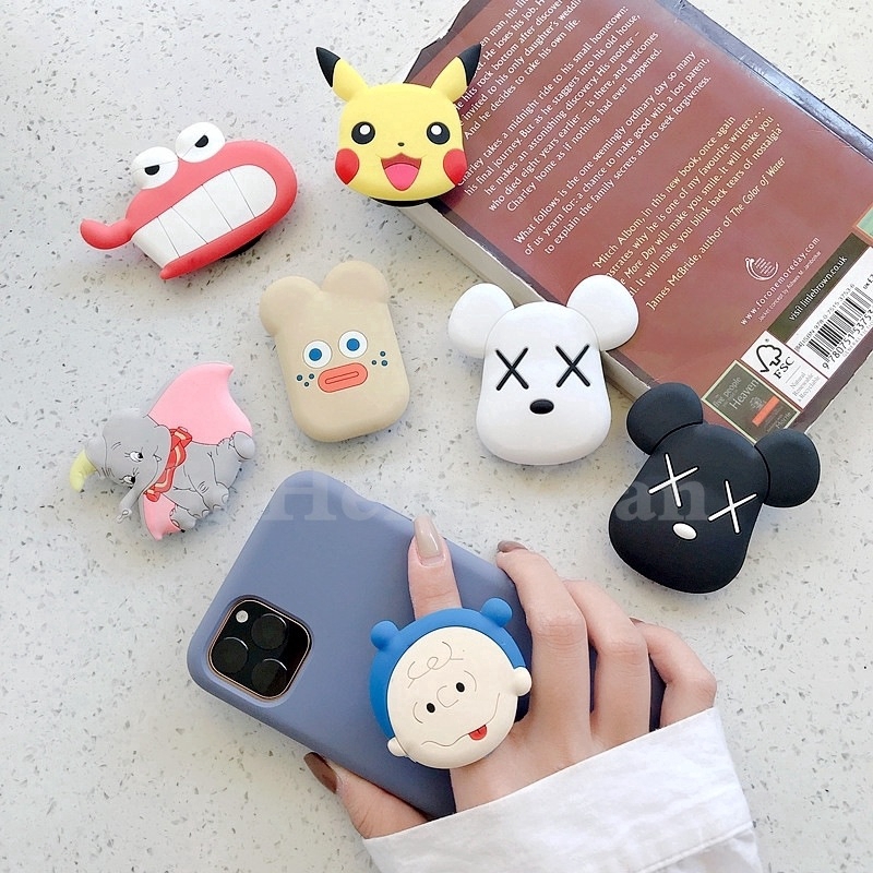 for IPhone11 Pro MAX X XR XSMA 7 8 6 Cute Cartoon Round Universal Mobile Phone Ring Holder Airbag Fold Stand Bracket Suitable for all mobile phones