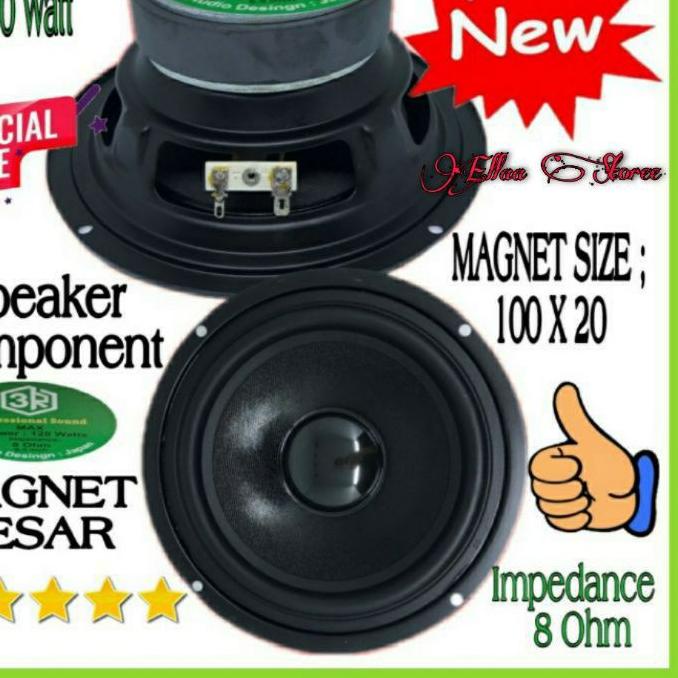♩ Speaker Component 3R 6,5 Inch ( 6 inch ) Woofer Magnet Besar 120 Watt 8 Ohm Black Series ✵
