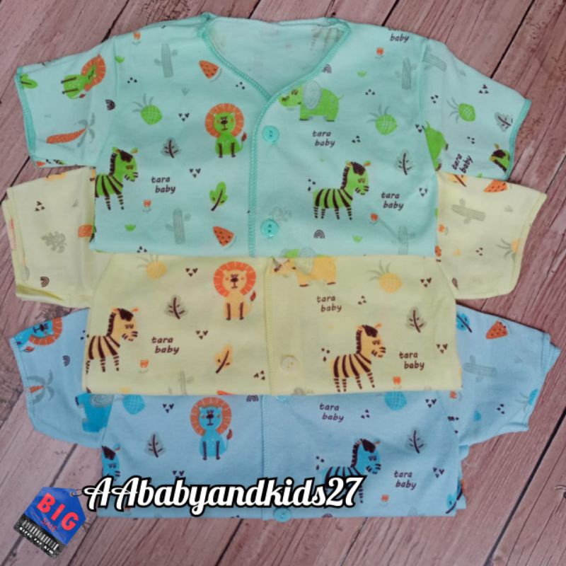 3Pc Baju Bayi Tara Necci Lengan Pendek Newborn Warna Bahan Lembut dan SNI