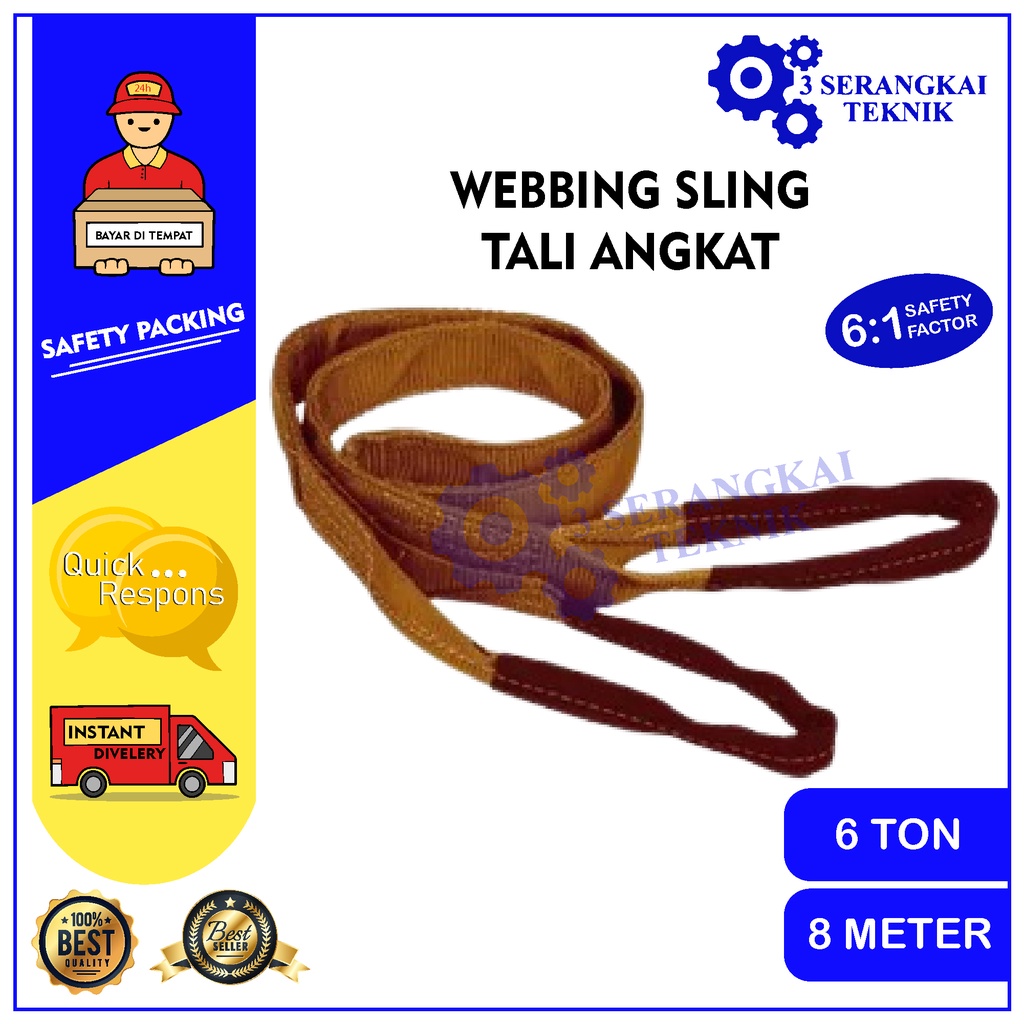 Webbing Sling 6 Ton x 8 Meter / Lifting Belt / Tali Angkat