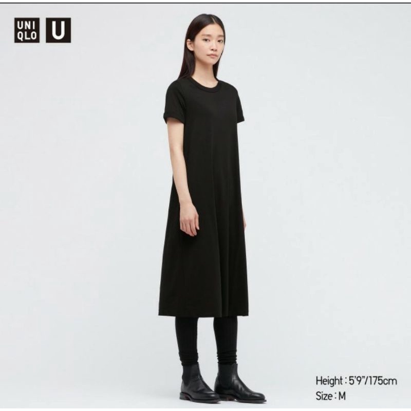 AIRism Cotton A Line Short Sleeve Long Dress Uniqlo Original