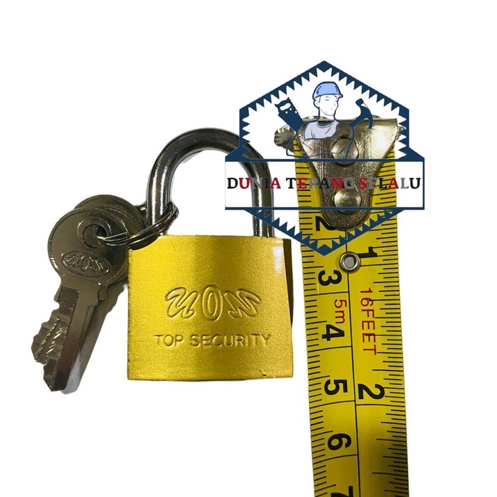 Gembok Besi CAT KUNING VION 32mm kotakan - Gembok Koper Tas Pintu Lemari  - Kunci Gantung Kotak Suara -  Yellow Iron Padlock 32mm